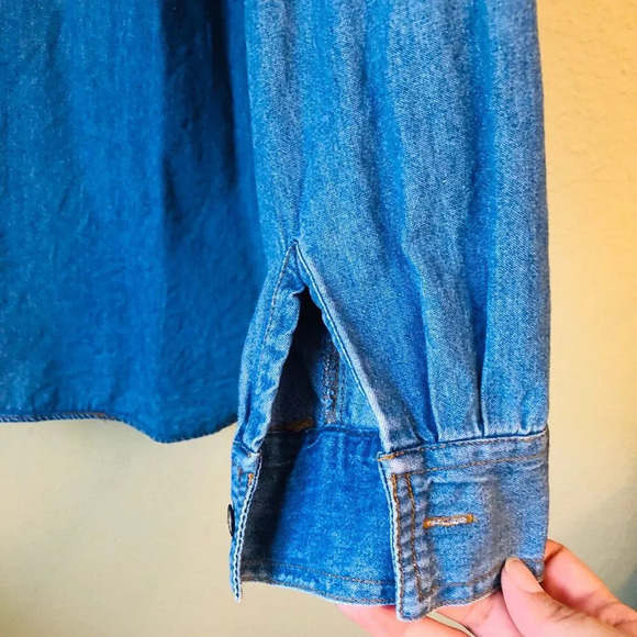 Vintage Stampede 2X Long Sleeve Buttoned Up 100% Cotton Denim Shirt w/ Flaws - Picture 5 of 9